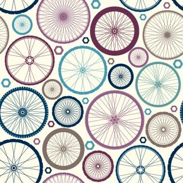 Pattern of bycicles wheels. Stock Illustration