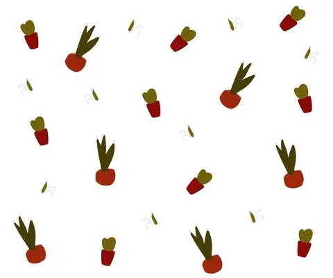 A pattern of cacti in pots in the doodle style Stock Illustration