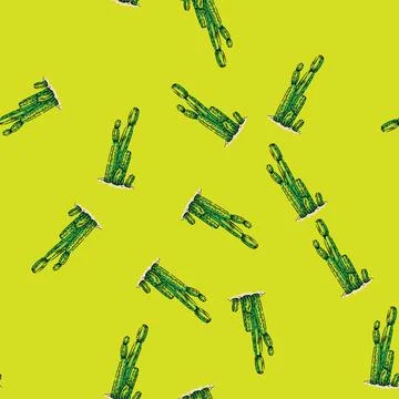 Pattern cactus desert sketch hand drawn Stock Illustration