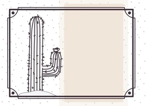 Pattern cactus in frame isolated icon Stock Illustration
