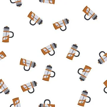 Pattern caffeine french press coffee cartoon vector 库存插图