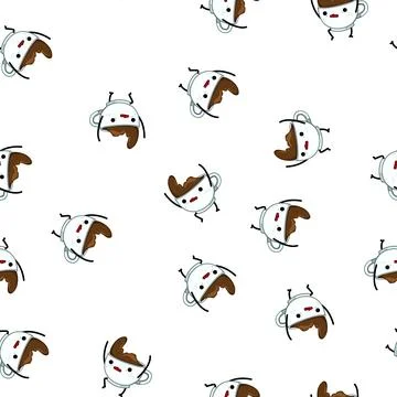Pattern cake coffee mug character cartoon vector Stock Illustration