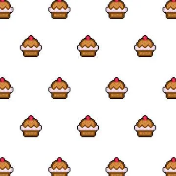Pattern cake pixel art design background 스톡 일러스트
