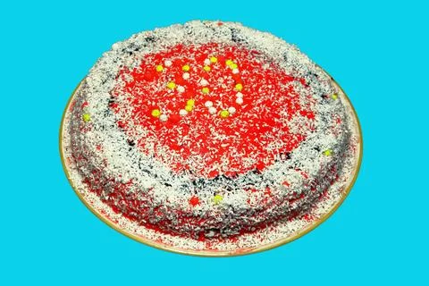 Pattern cake on a plate. confectionery culinary product. I'm baking a cupcake. D Stock Photos