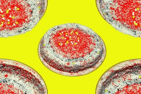 Pattern cake on a plate. confectionery culinary product. I'm baking a cupcake. D Stock Photos