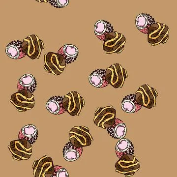 Pattern cake sketch hand drawn Stock Illustration