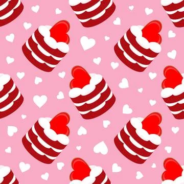 Pattern cakes with hearts. Valentine s day Stock Illustration