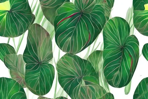 Pattern of Caladium multicolored leaves Stock Illustration