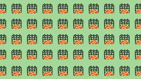 Pattern of Calendar Icons on a Green Background. Stock Footage 325384424
