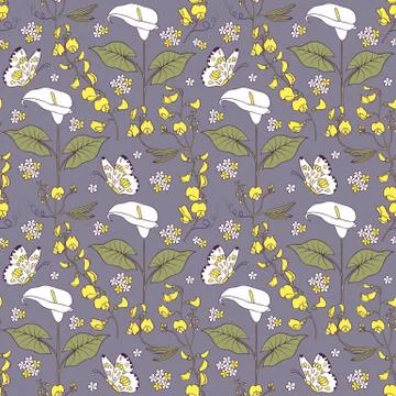 Pattern with calla flowers Stock Illustration