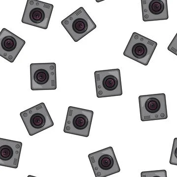 Pattern cam action camera cartoon vector Stock Illustration