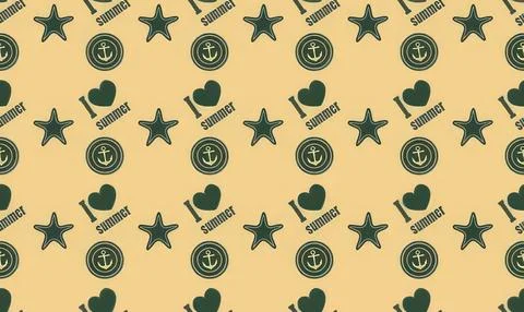 Pattern with camera, star, and heart icons on beige background Stock Illustration