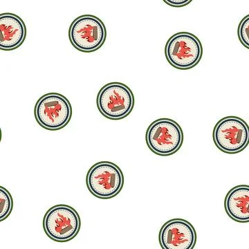Pattern campfire retro bonfire badge cartoon vector Stock Illustration