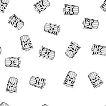 Pattern can trash bin character cartoon vector Stock Illustration