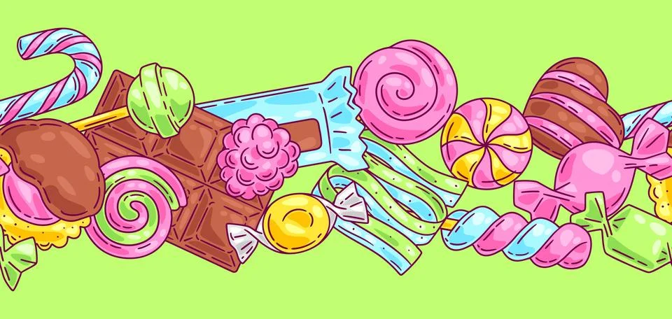 Pattern with candies and sweets. Background for confectionery or candy shop. イラスト素材