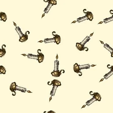 Pattern candle reading sketch hand drawn Illustrazione stock
