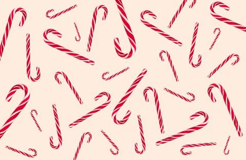 Pattern of candy canes on background of set sail champagne of color, 2021 trend. Foto stock