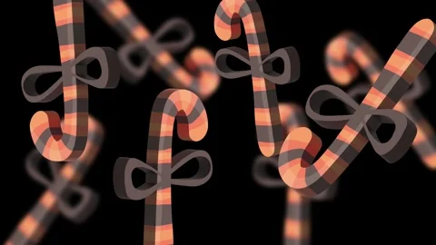 Pattern of candy canes with ribbons in festive style Stock Footage 320916087