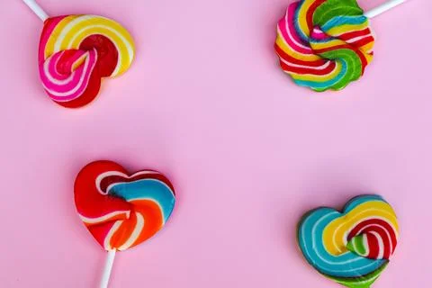 Pattern with candy, Colorful lollipops, candy background Stock Photos