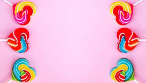 Pattern with candy, Colorful lollipops, candy background Stockfoto's