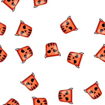 Pattern candy halloween bucket cartoon vector Stock Illustration