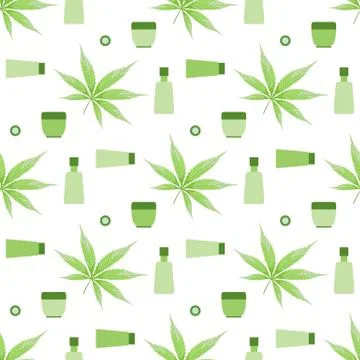 Pattern Cannabis Cbd thc cosmetics hemp marijuana Stock Illustration