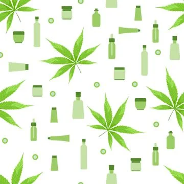 Pattern Cannabis Cbd thc cosmetics hemp marijuana Stock Illustration
