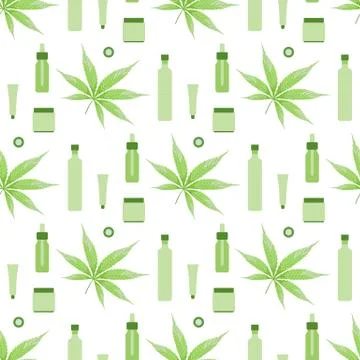 Pattern Cannabis Cbd thc cosmetics hemp marijuana Stock Illustration