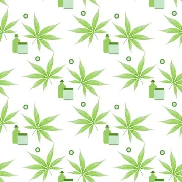 Pattern Cannabis Cbd thc cosmetics hemp marijuana Stock Illustration