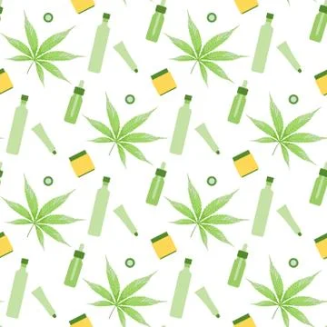 Pattern Cannabis Cbd thc cosmetics hemp marijuana Stock Illustration