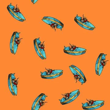 Pattern canoe toy boat sketch hand drawn Stock-Illustration