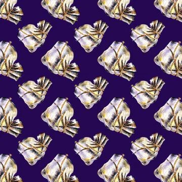 Pattern from canvas bags with ties on a blue background. Stock Illustration