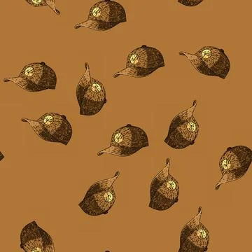 Pattern cap baseball sketch hand drawn Stock Illustration