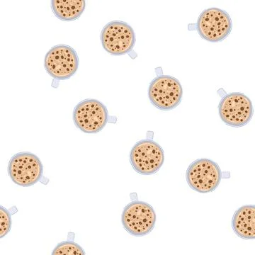 Pattern cappuccino coffee cup top cartoon vector Stock Illustration