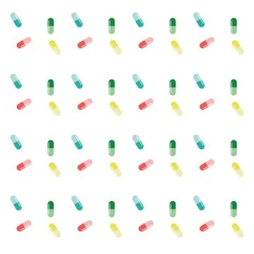 Pattern of capsules, pills, tablets, medical seamless pattern. Stock Illustration