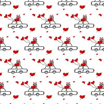 Pattern with car and balloons. Stock Illustration
