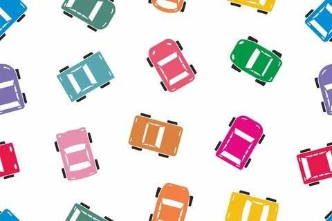 Pattern with Car top view Stock Illustration