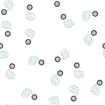 Pattern car wheel generating smoke from burning rubber イラスト素材