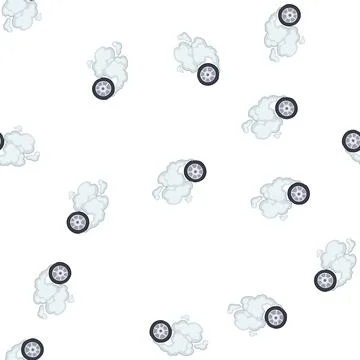 Pattern car wheel generating tire smoke burn out effect イラスト素材