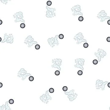 Pattern car wheel spinning creating smoke cloud effect イラスト素材