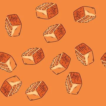 Pattern caramel cube sketch hand drawn Stock Illustration