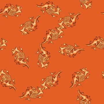 Pattern caramel cube splash sketch hand drawn Stock Illustration