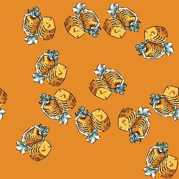 Pattern caramel sketch hand drawn Stock Illustration
