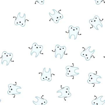 Pattern care tooth character cartoon vector Stock Illustration