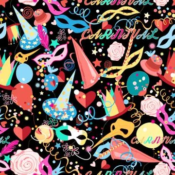 Pattern of carnival masks Stock Illustration