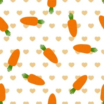 Pattern with carrot and heart Stock Illustration