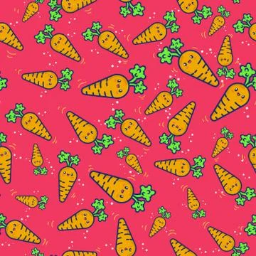 Pattern carrot Seamless, cute carrot background, for banner wall wallpaper pa Stock Illustration