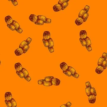 Pattern carrot slice sketch hand drawn Stock Illustration