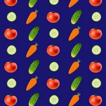 Pattern of carrots, cucumbers, tomatoes Stock Illustration