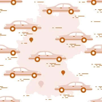 Pattern with cars and map of Germany. Travel and leisure. イラスト素材